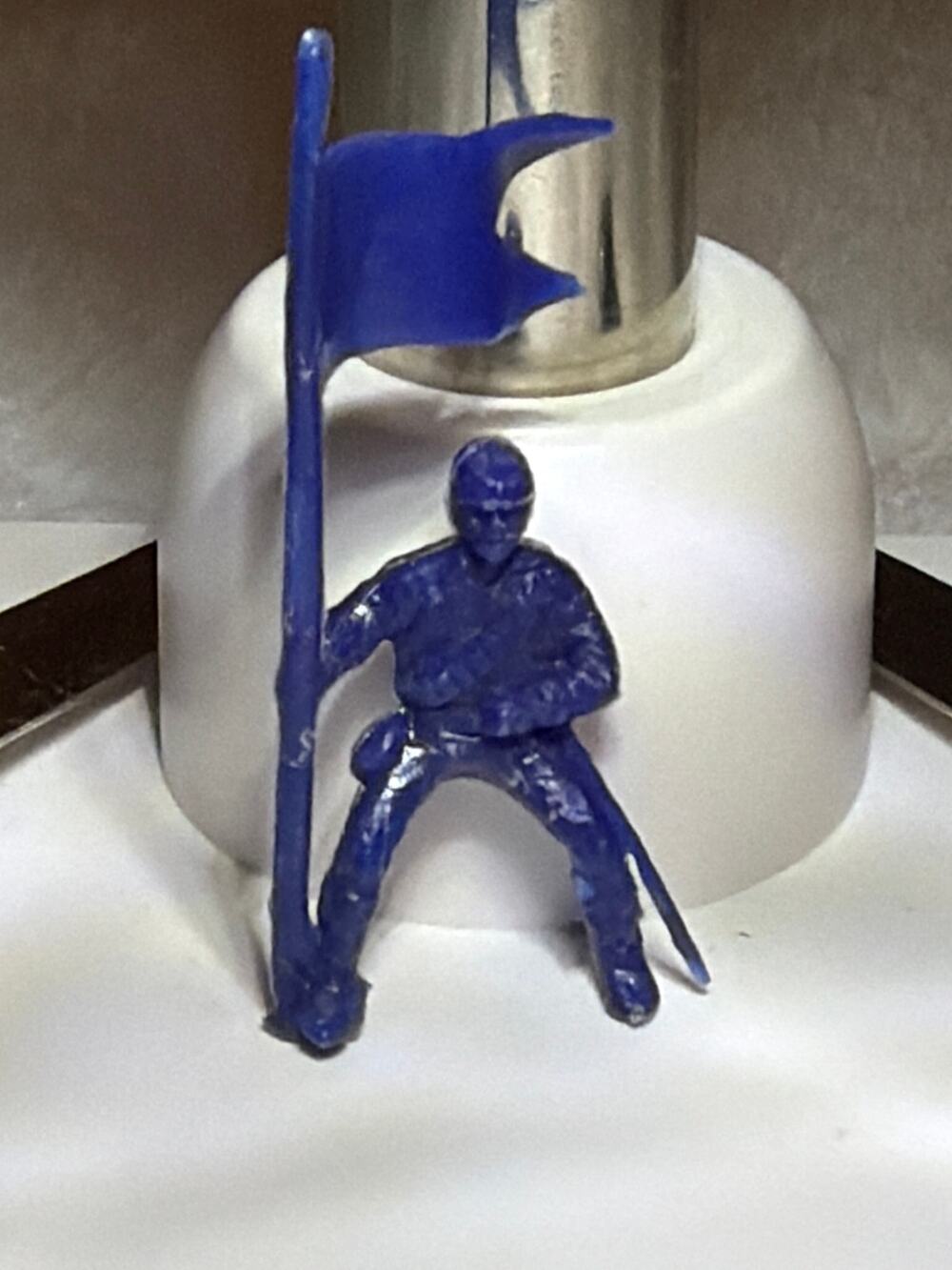 Vintage Blue Plastic Civil War Flag Bearer Toy Soldier Figure 2.5" Unmarked